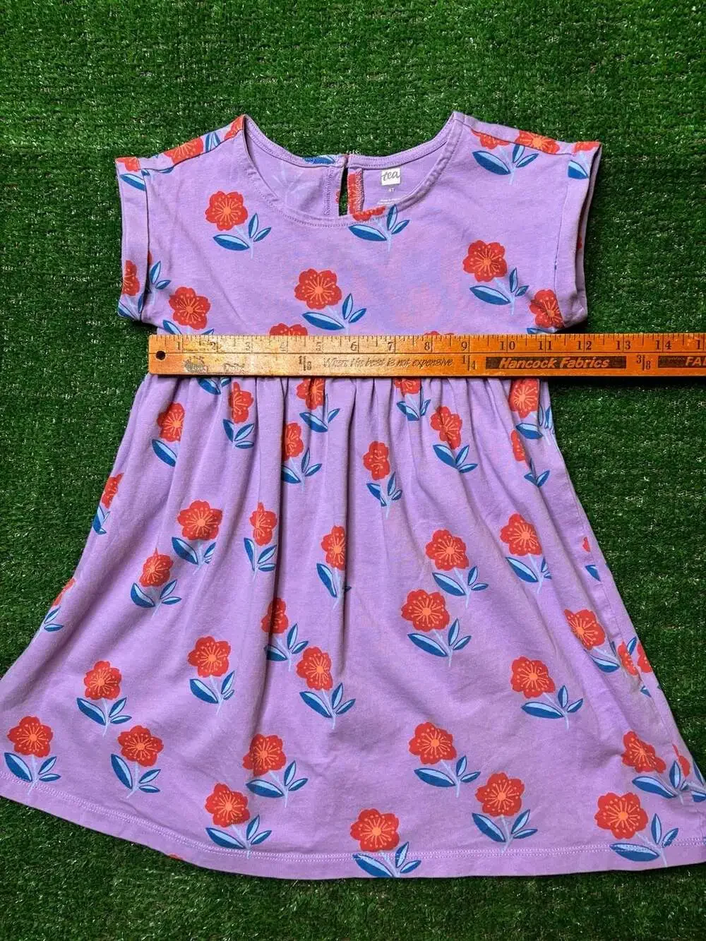 Tea Collection Purple Floral Red Flower Print Dress Size 4T